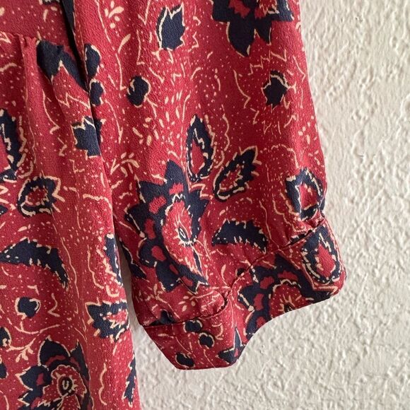 Madewell Pink Ruched V-Neck Sundress with Bishop Sleeves - Picture 4 of 7